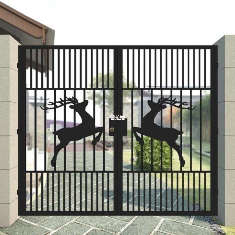 铁门简易大门铁艺庭院大门农村双开门别墅户外铁门家用栅栏门配件