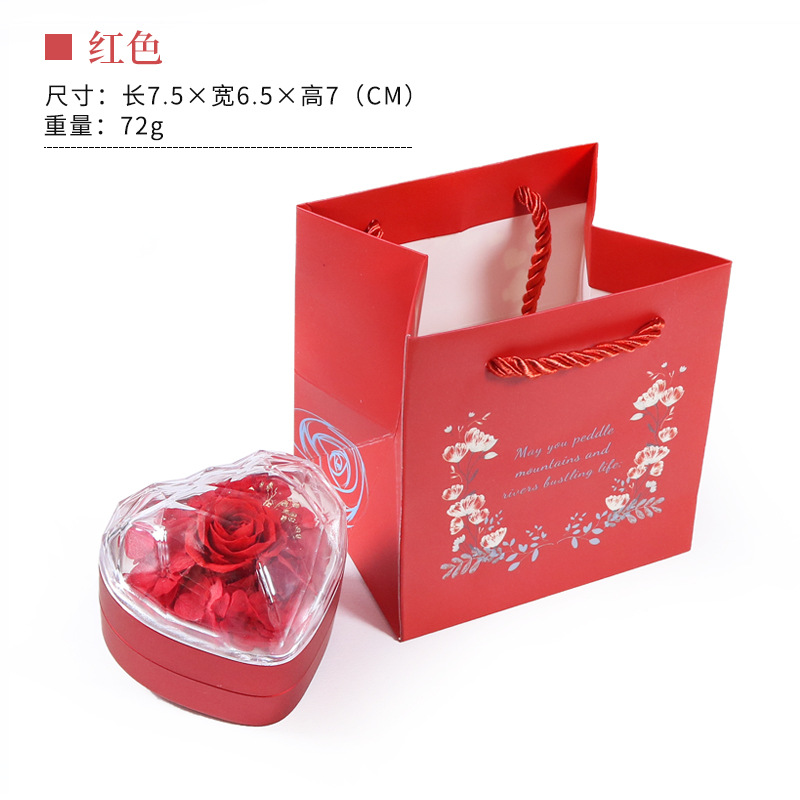 Factory New Diamond Acrylic Eternal Flower Gift Box Flip Touch Paint Ring Necklace Jewelry Box Wholesale