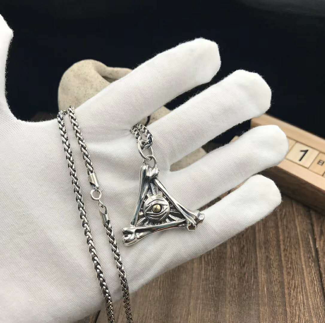 s925纯银荷鲁斯之眼吊坠 男潮个性复古项链挂坠 欧美霸气项坠女