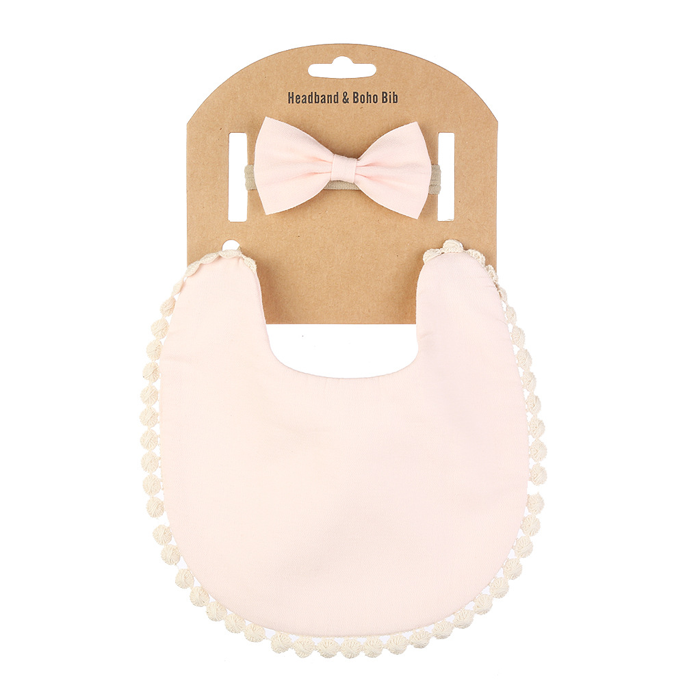 Ins New Baby Bib Headband Set Solid Color Bamboo Fiber Cotton Children Bib Baby Bib