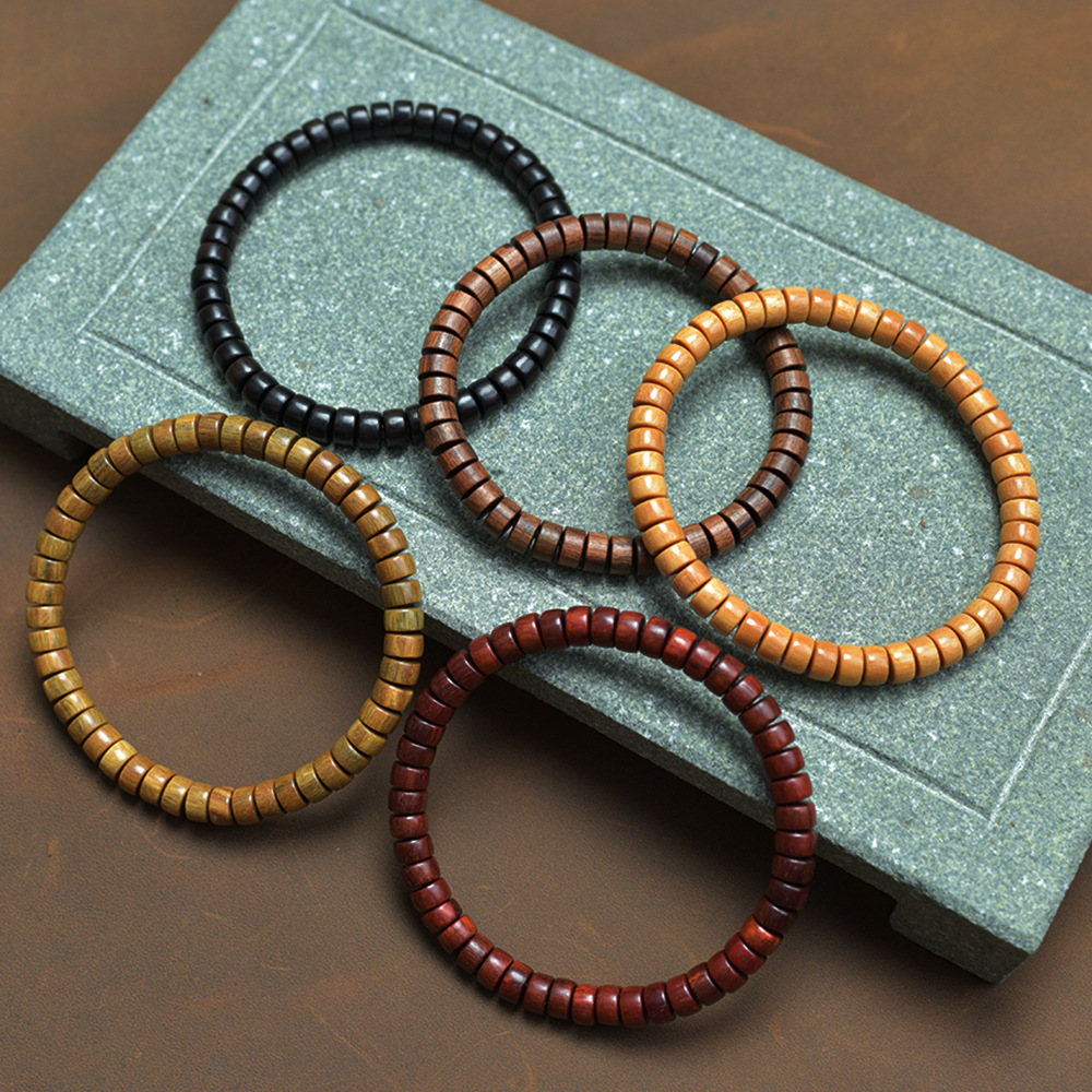 药片珠爆款天然小叶紫檀香木手工沉香直切隔片佛珠男女款手串手链