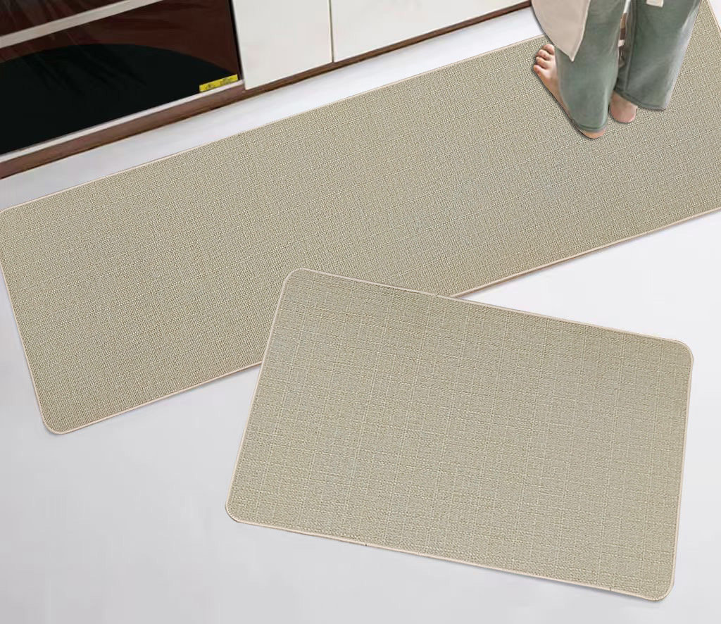 Japanese-Style Simple Linen Absorbent Cushion Kitchen Two-Piece Set Floor Mat Anti-Silp Mat of Bathtub Bedside Carpet Mat