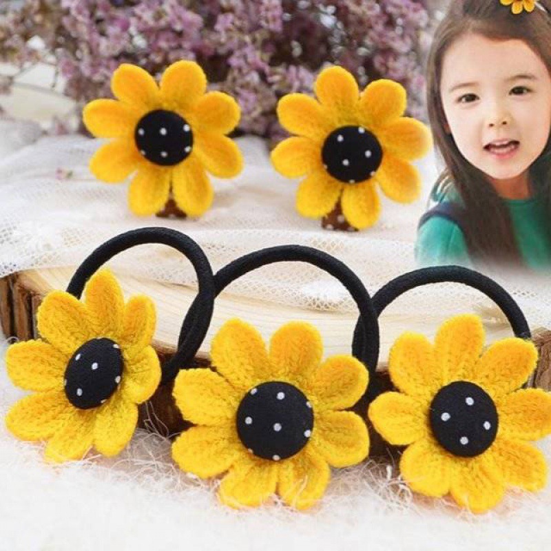 向日葵头饰韩版儿童太阳花布艺发夹女童可爱小清新发圈全包布发夹