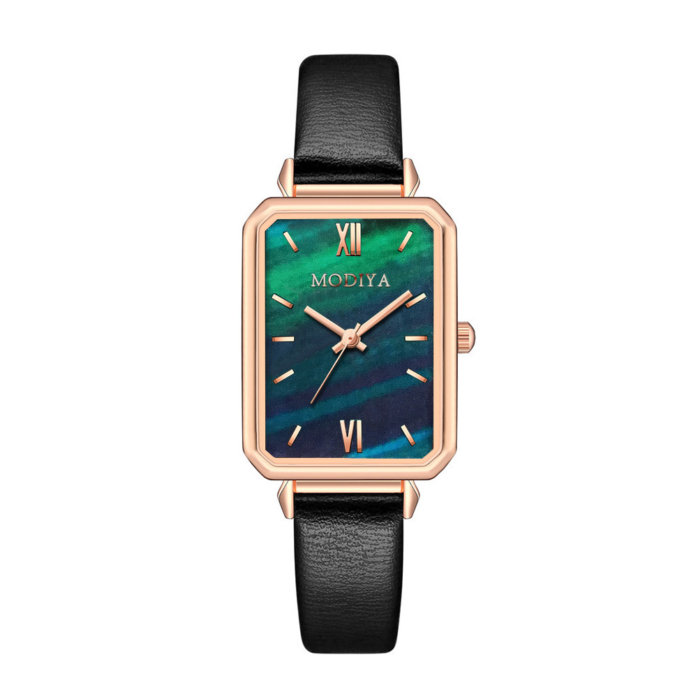 Tik Tok Live Stream Popular Small Green Watch Women's Watch Wholesale Retro Beautiful Square Quartz Student Watch Women's Watch