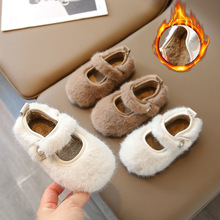 女童毛毛鞋2023年秋冬新款加绒棉鞋女宝宝室内鞋外穿儿童鞋子保暖