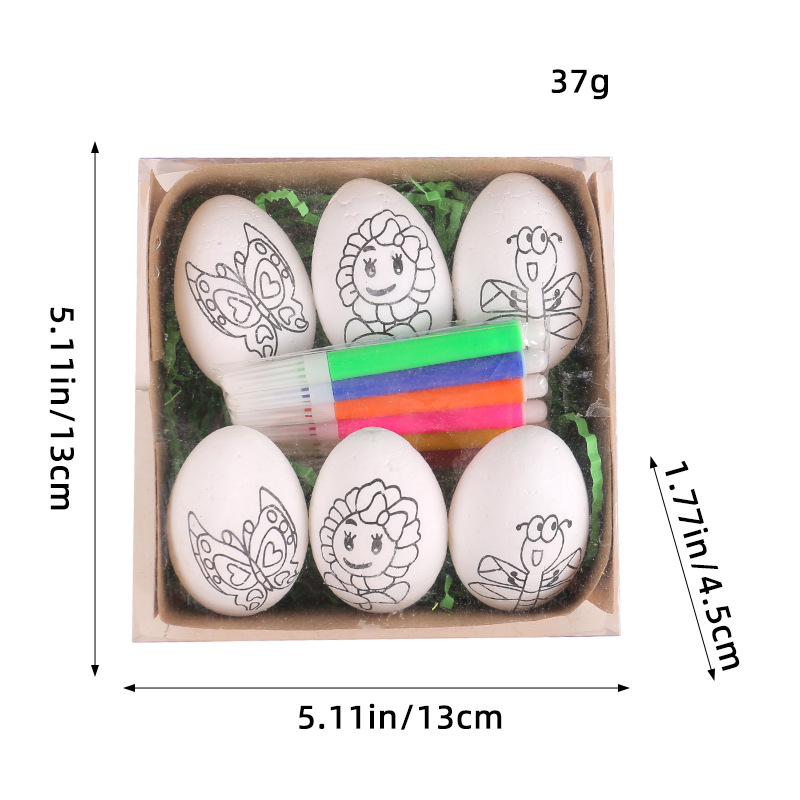 Cross-Border Hot Sale Easter DIY Hand-Painted Egg 2024 Cartoon Bunny Egg Children Handmade Gift Wholesale