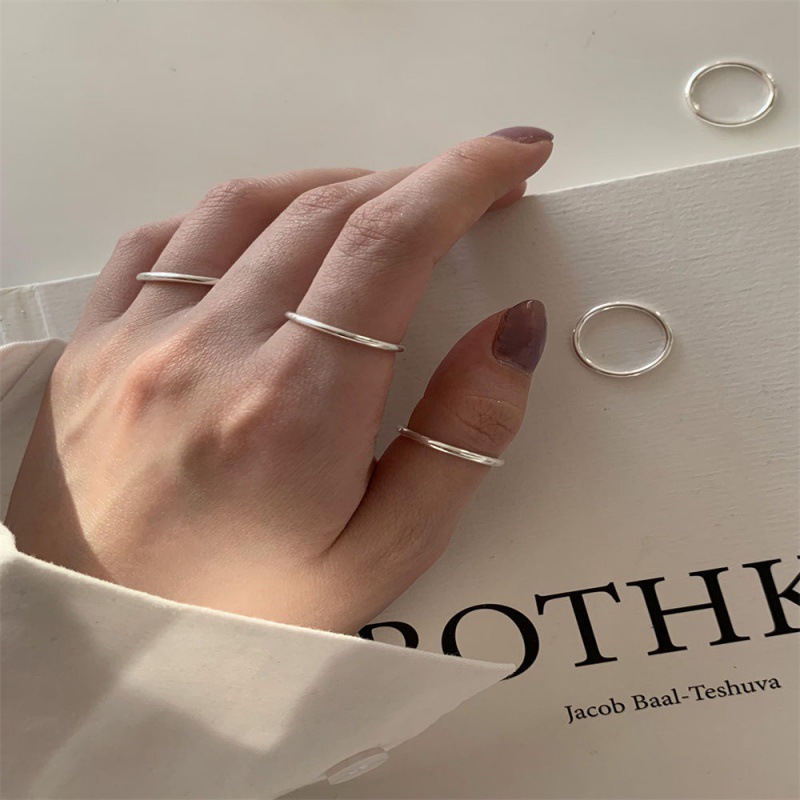 Simple Bracelet Ring Wholesale Pure Silver Couple Couple Rings Light Pasta Finger Ring Female Thin Cold Wind Small Thumb Closed Mouth Little Finger Ring
