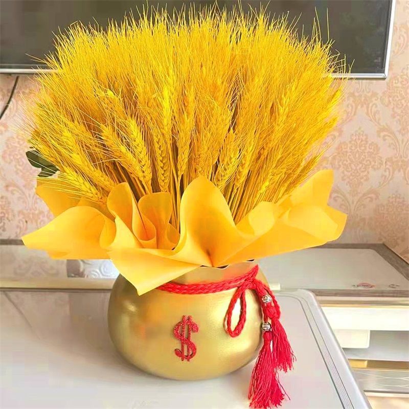 大麦抱抱桶麦穗干花福桶开业大麦公司商铺客厅桌面招财摆件