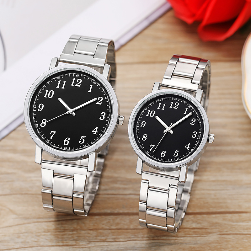 Factory Direct Sales Women's Men's Steel Strap Watch Women's Quartz Watch Men's Couple Watch a Pair of Gift Watches