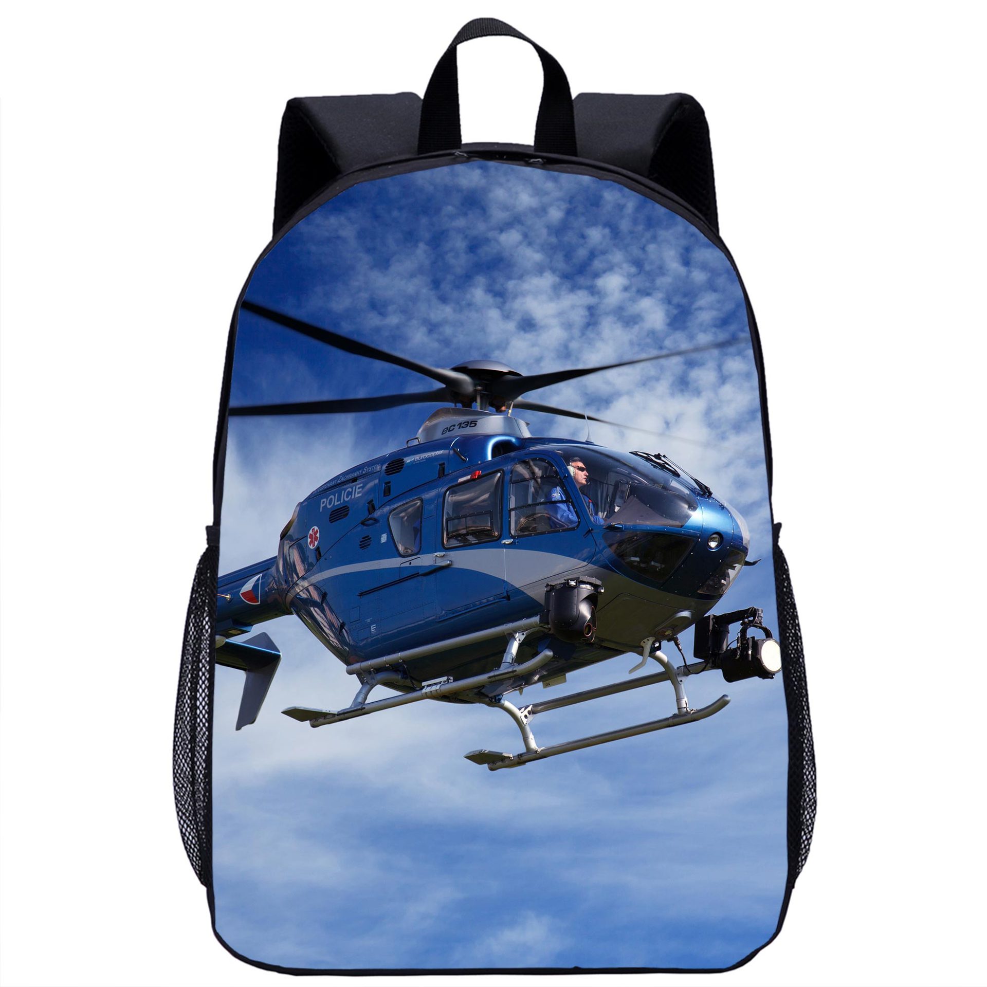 飞机印花书包 图片logo彩印17寸小学生背包青少年双肩包一件代发