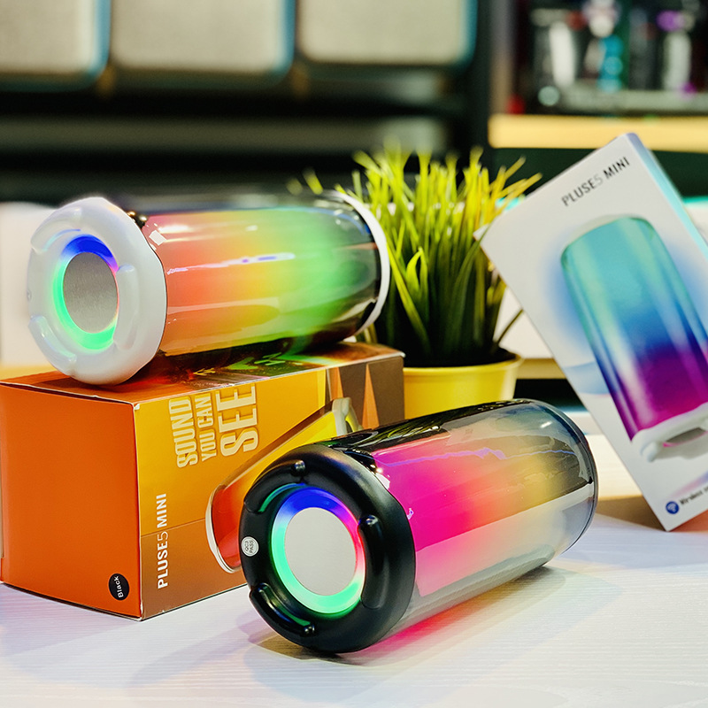 New Glass Pulse Pluse5 Bluetooth Speaker Colorful Light Colorful Luminous Wireless Mini Mini Speaker Subwoofer
