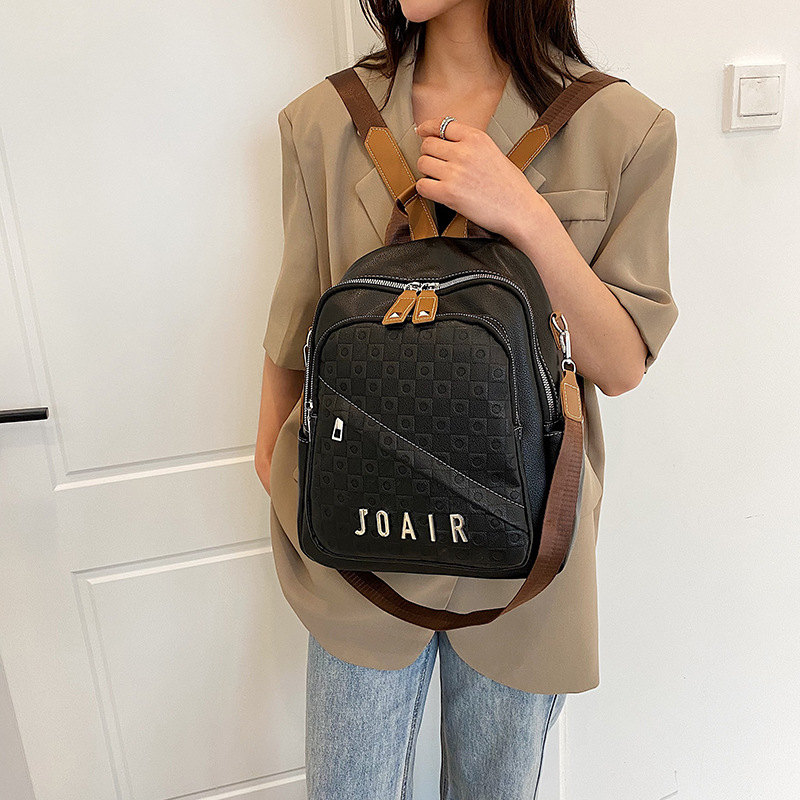 Cross-Border New Arrival Soft Leather Western Style Backpack Women's Fashionable Travel Multi-Functional Backpack Trendy All-Matching Women's Schoolbag