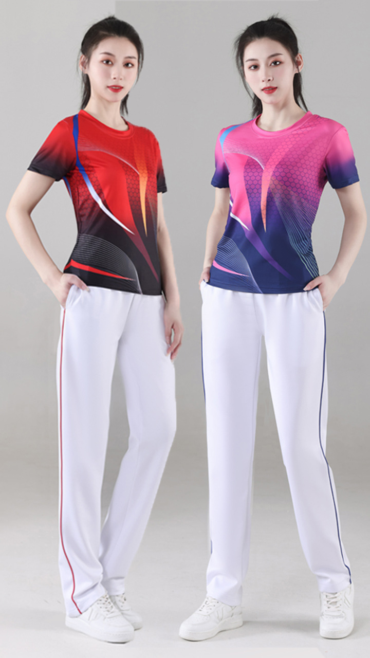 广场舞服装女夏跳舞衣服套装运动服佳木斯健身操速干衣短袖徒步