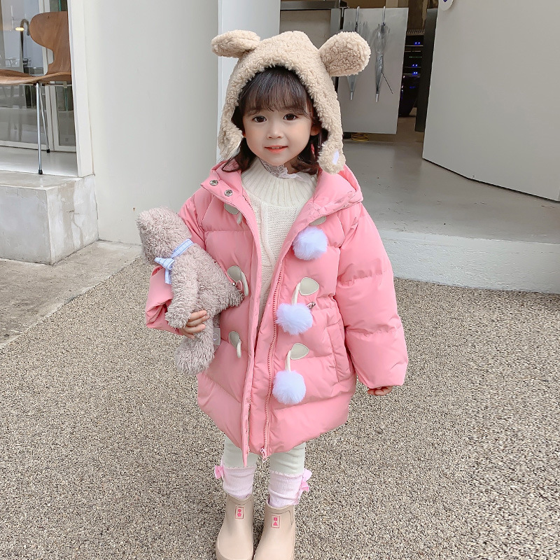 儿童连帽羽绒服反季女童中长款中小童装宝宝秋冬季婴儿洋气外套潮