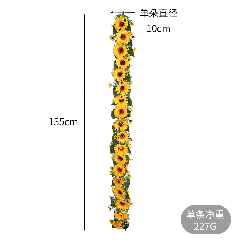 Bilotis Living Room Lintel Simulation SUNFLOWER Garland Shopping Window Decoration Simulation Fake Sunflower Rattan