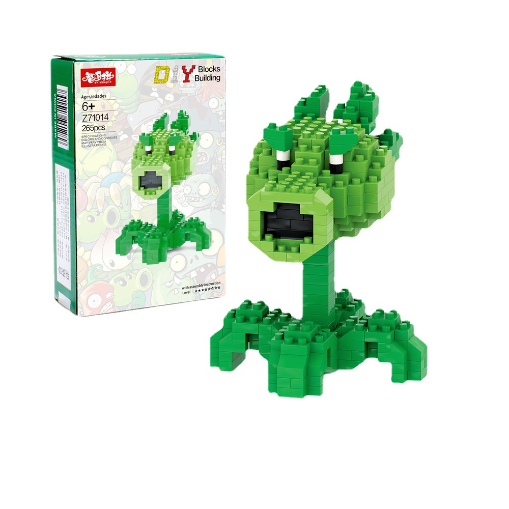 Compatible with Lego Three-Dimensional Micro-Particle Plant Vs Zombie Building Blocks Series Children's High Difficulty Educational Toy Gift