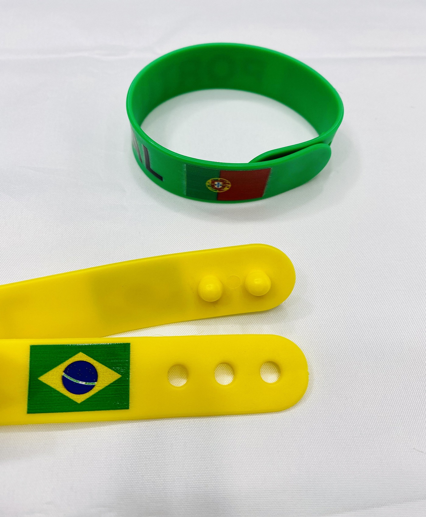 Qatar Brazil Football World Cup Fans Cheer Support Props PVC Button Strap Football Bracelet Jewelry