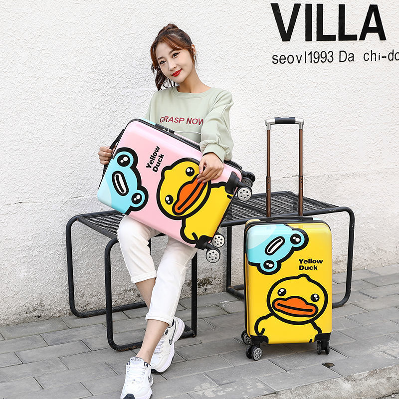 Suitcase Pc Material Trolley Case 20-Inch Waterproof Durable Marksman Factory Wholesale Cute Cartoon Little Yellow Duck