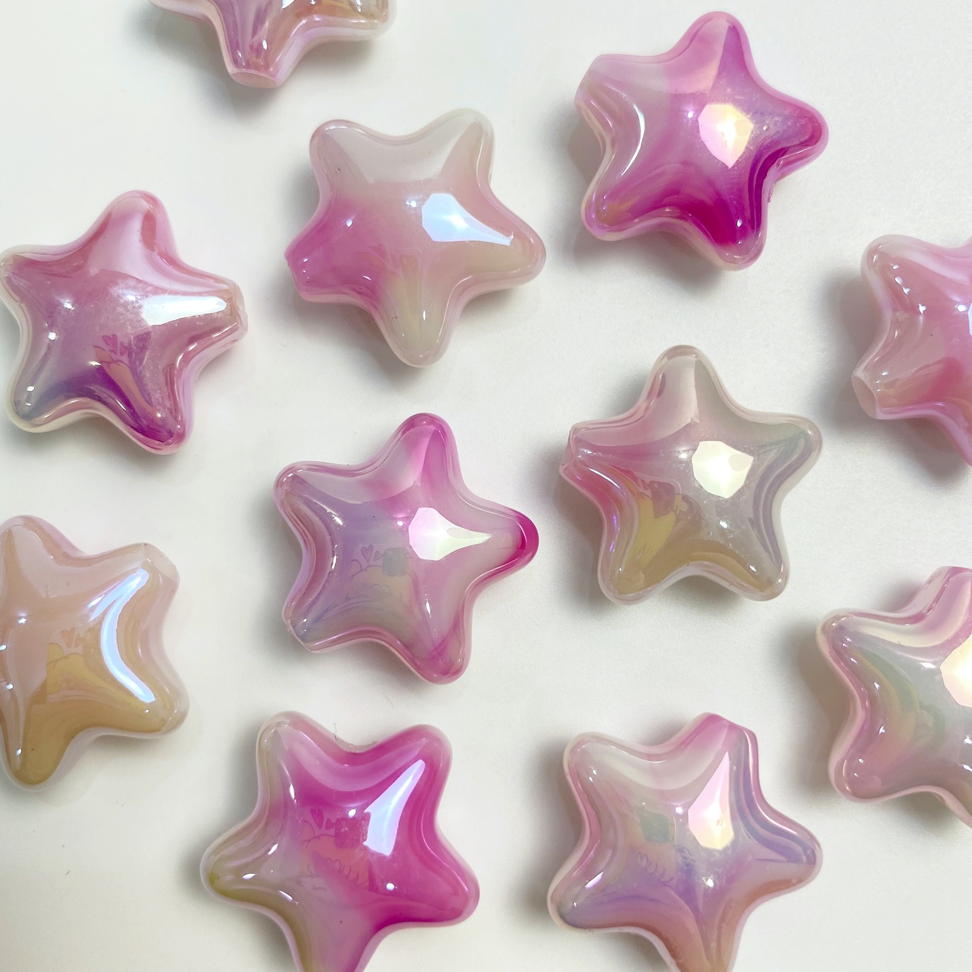 Electroplated UV Two-Tone Gradient Cloud Mist Five-Pointed Star DIY Mobile Phone Charm String Beads Materials Earrings Ornaments Hair Accessories Color