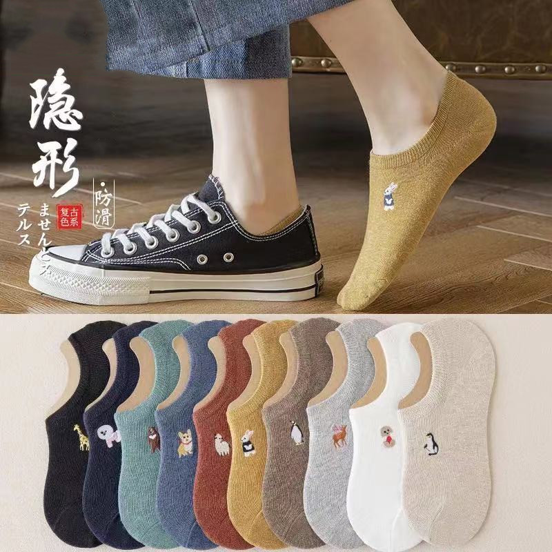 Anchor Recommended Spring and Summer Thin Mesh Hollow out Kanekalon Socks Silicone Anti-Slip Invisible Socks Solid Color Women's Socks