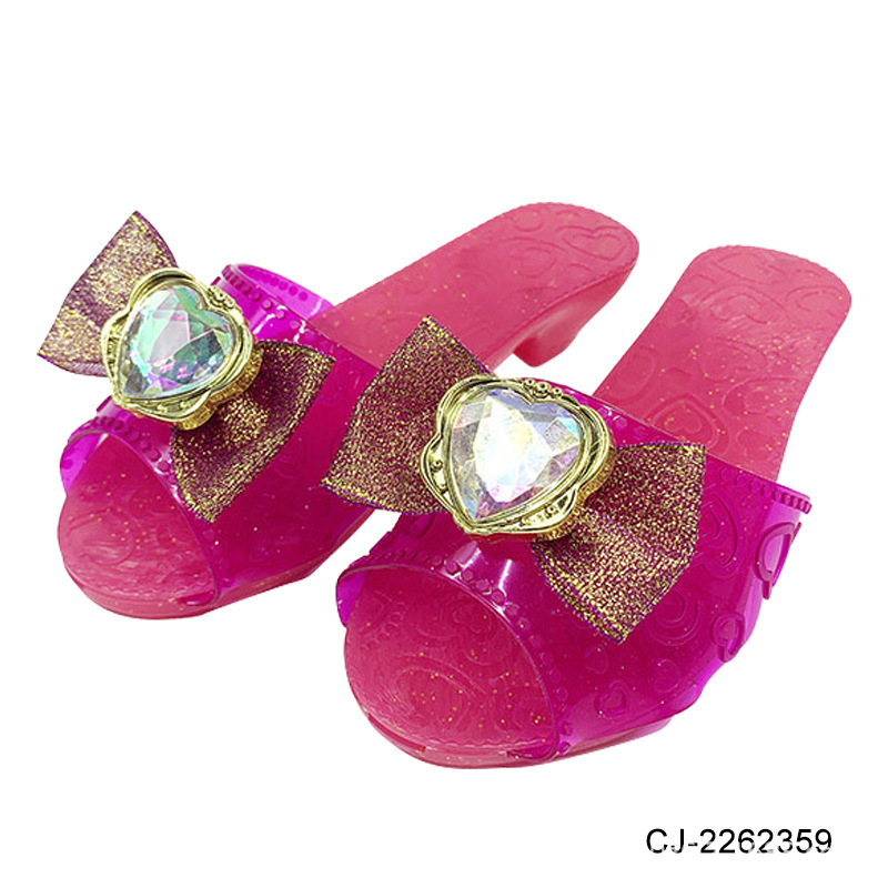 跨境儿童公主鞋子亲子互动节日装扮塑胶玩具鞋女孩高跟鞋过家家