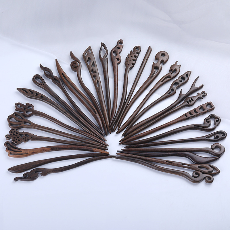 Leather Gray Wooden Hair Clasp Ebony Hair Clasp Wooden Hair Clasp Hairpin Simple Modern Style Car Wood Antique Hair Accessories Daily Hanfu Headdress for Women