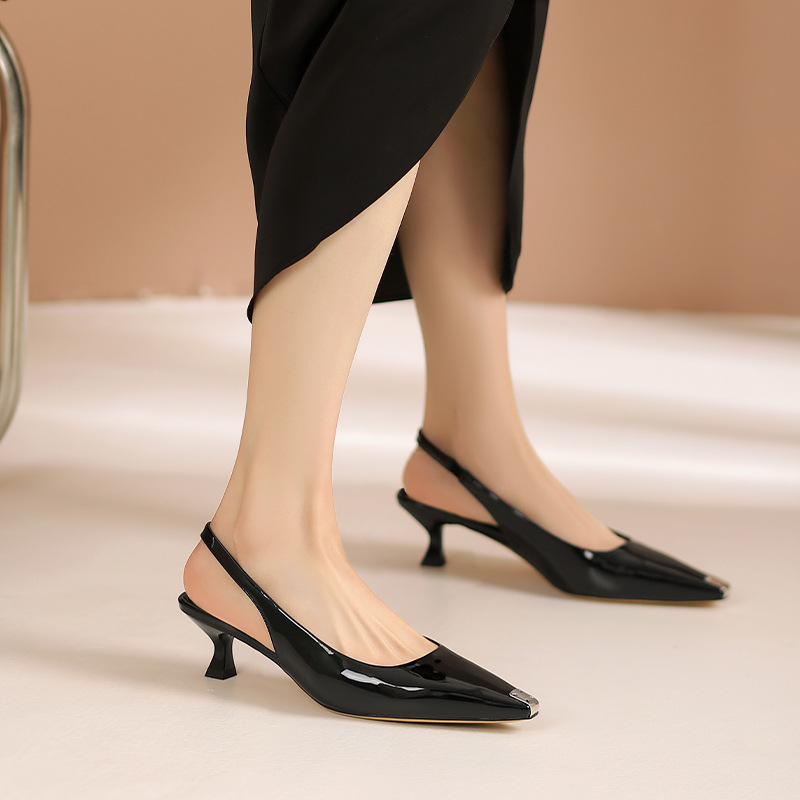 一代佳人细跟凉鞋女2024年夏季新款金属防踢时尚优雅单鞋912820