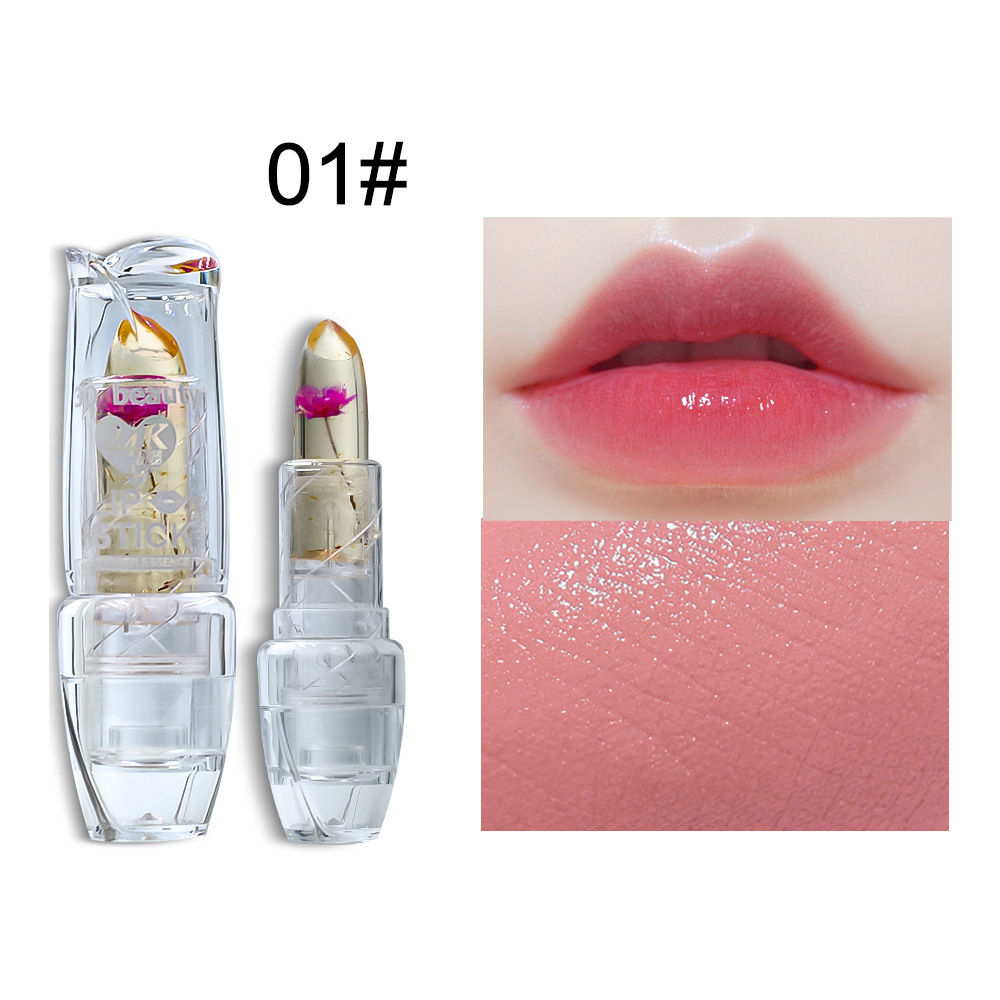 Cross-Border Transparent Color Changing Lipstick Transparent Lipstick Gold Foil Moisturizing Jelly Temperature Changing Lipstick Not Easy to Fade