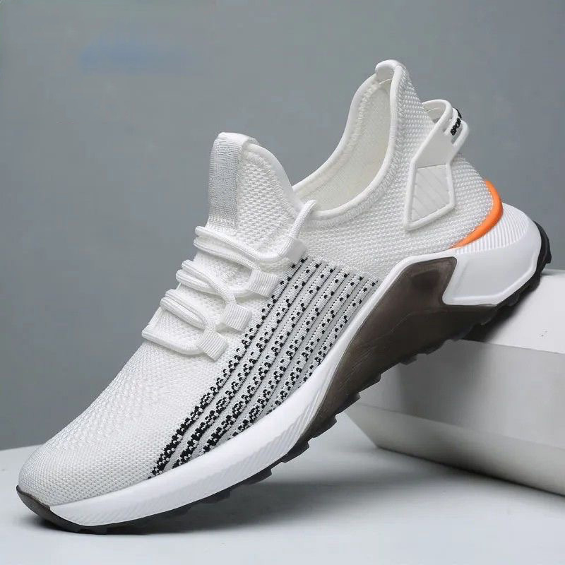 New [Factory Wholesale] Men's Casual Sneaker Flyknit Shoes Non-Slip Wear-Resistant Comfortable Men's Breathable Shoes Tide