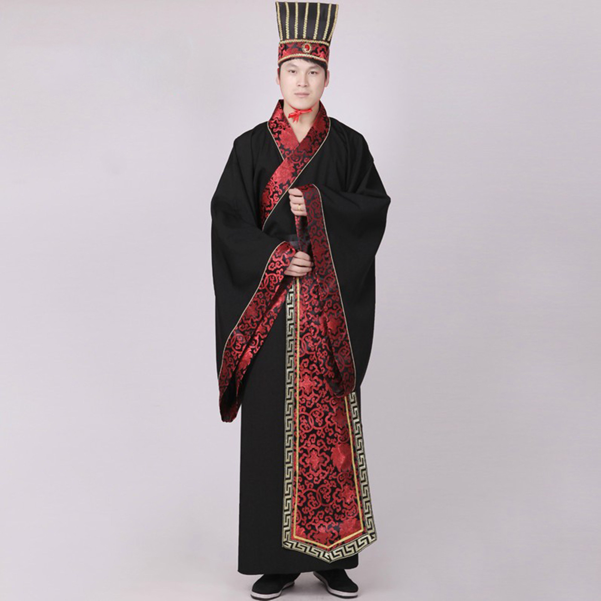 古代大臣男汉服军师装唐朝春秋战国直裾深衣大氅舞台演出服饰