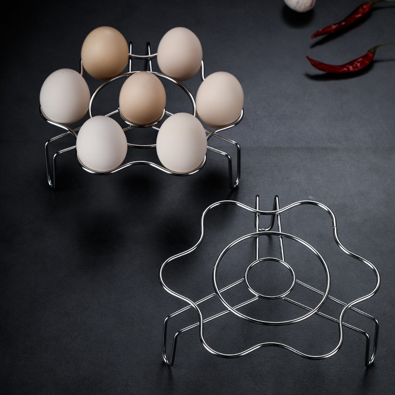 加厚不锈钢蒸架厨房工具蒸蛋架创意家用高脚隔水蒸笼鸡蛋蒸格架子