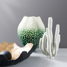 现代侘寂风几何肌理珊瑚摆件花瓶花器简约客厅餐桌茶几装饰品摆设