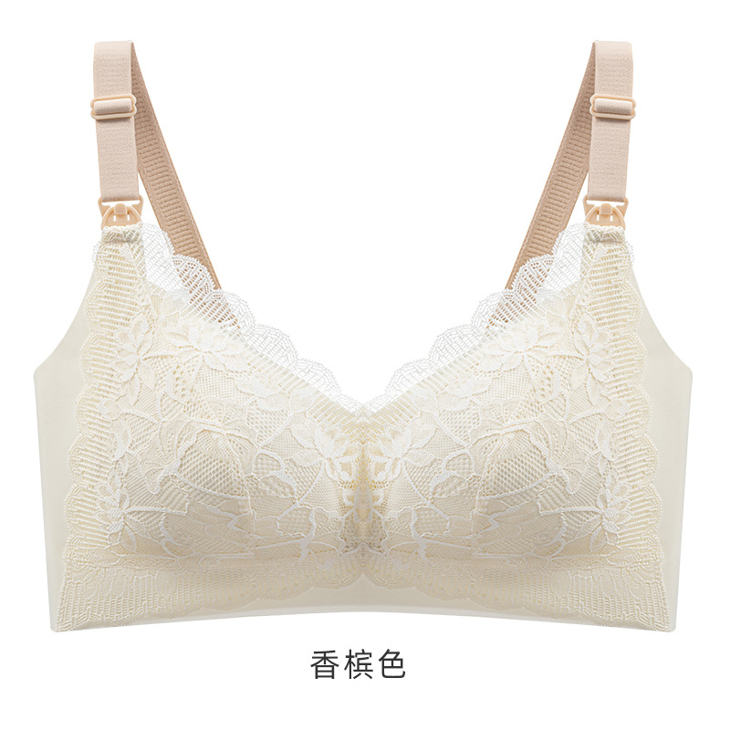 New Front Buckle Pregnant Woman Breastfeeding Thin Underwear Comfortable Lace Pregnant Bra without Steel Ring Postpartum Large Size Bra