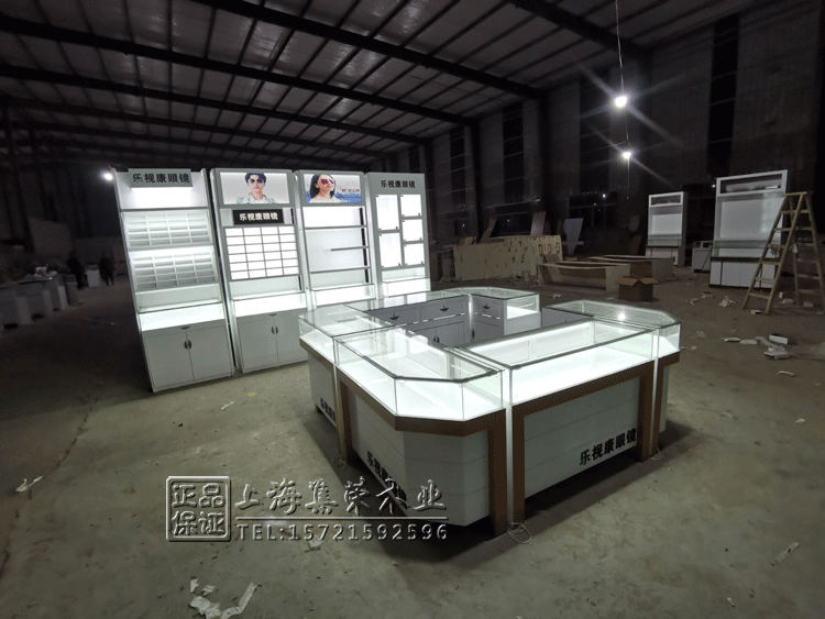 眼镜展示柜眼镜店货架柜台展柜定制玻璃中岛柜多层格子陈列柜台