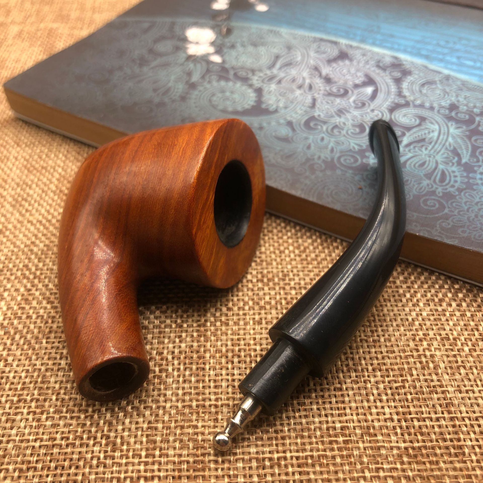 实木老式男士便携烟斗旱烟烟斗花梨木红木烟斗实木烟斗厂家批发