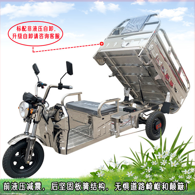新款/坚固耐用好材料不锈钢载货电动三轮车/载重王拉货送货电瓶车