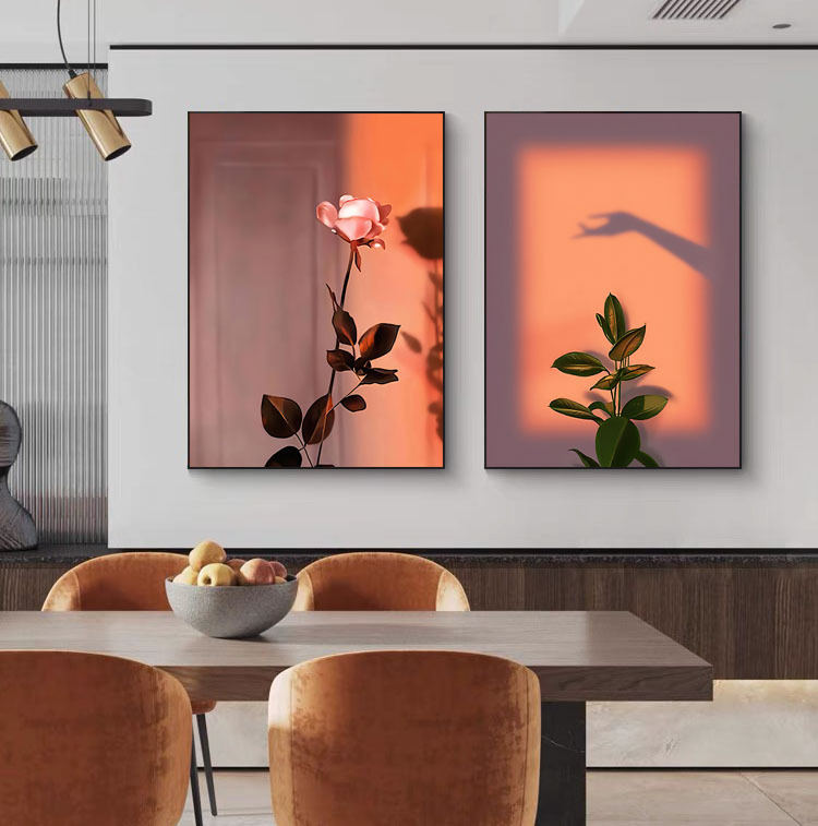 北欧客厅装饰画沙发背景墙软装挂画现代轻奢花卉餐厅玄关走廊壁画