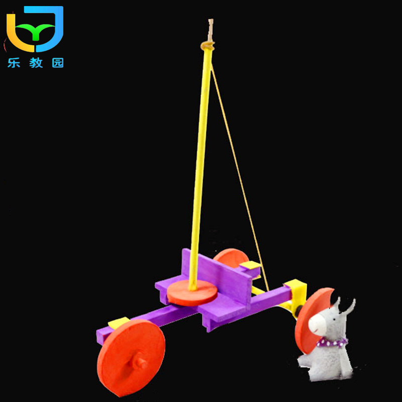 橡皮筋弹力车少儿手工木制科技小制作材料幼儿园玩具发条动力车