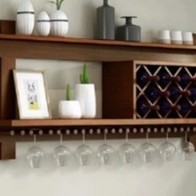 实木现代酒柜创意墙上酒架美式菱形酒格红酒架简约餐厅壁挂置物架