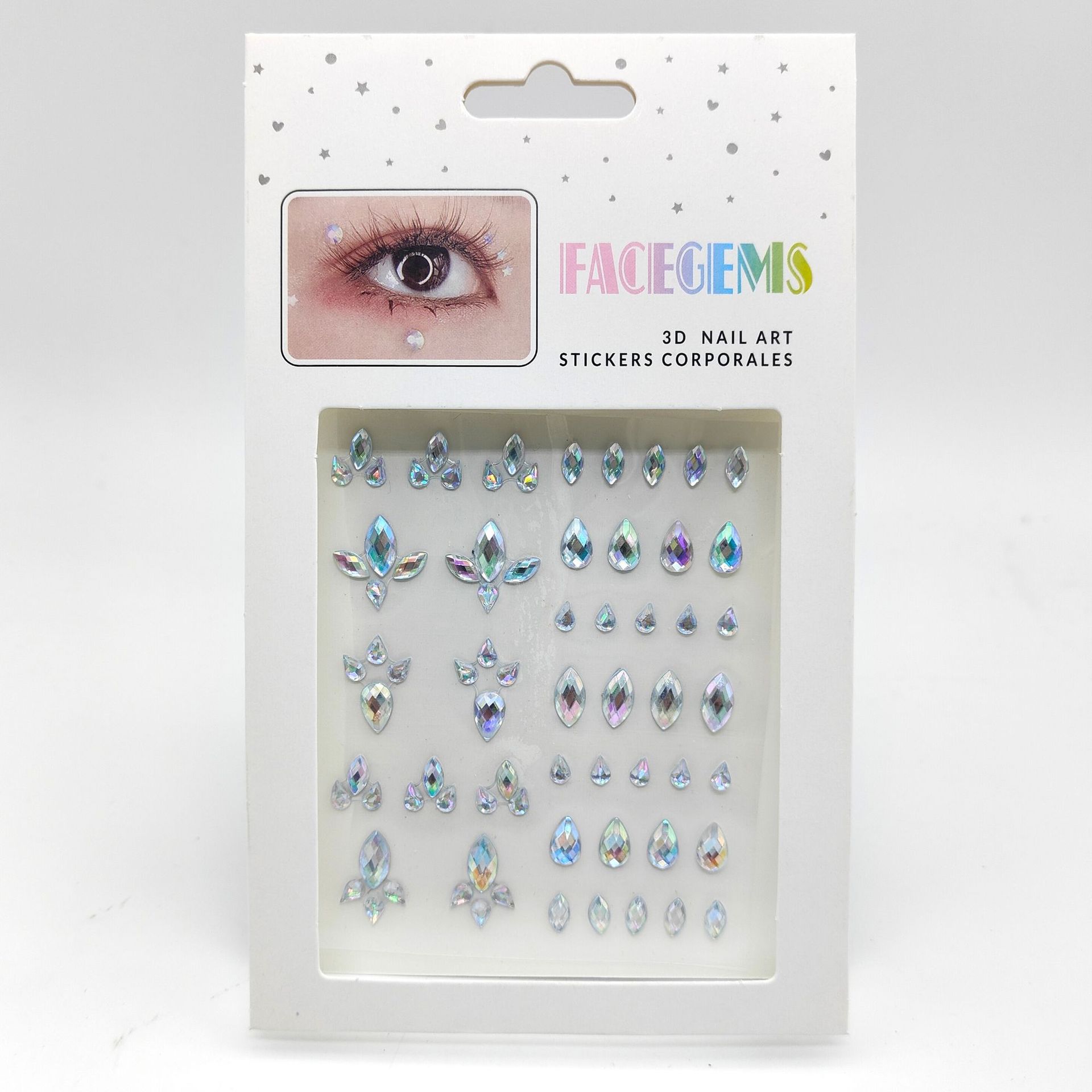 AB Color Face Stickers Jewelry Stickers Face Makeup Face Pasters Decorative Eye Face Chest Paste Gem Stickers Eye Makeup Light Diamond Tear Diamond