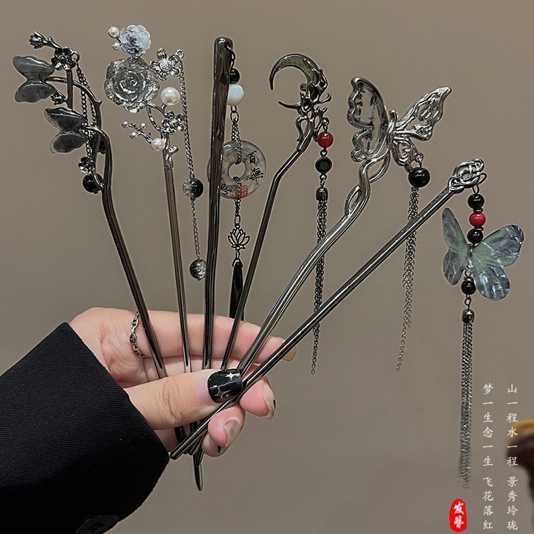 高级感发簪古风流苏簪子女新中式头饰复古盘发钗子发饰2023新款