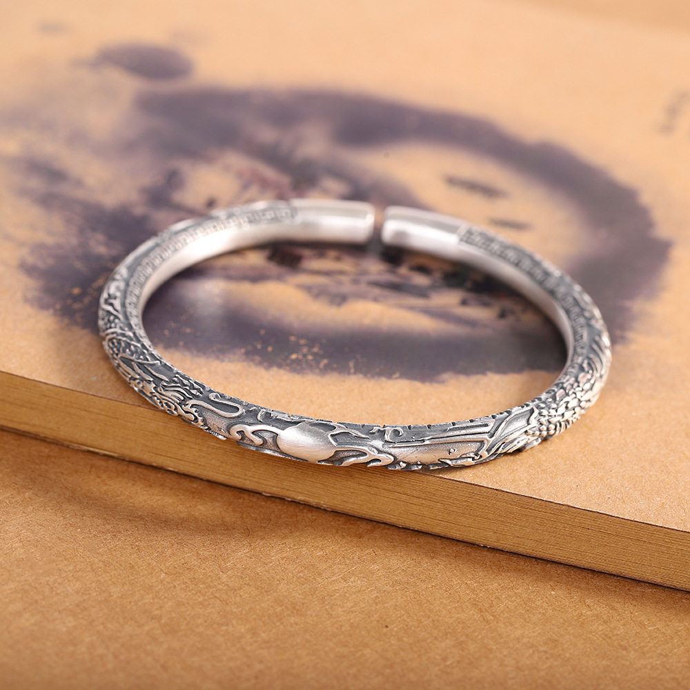 9做旧 龙凤手镯 时尚复古女式开口手镯 源头厂货