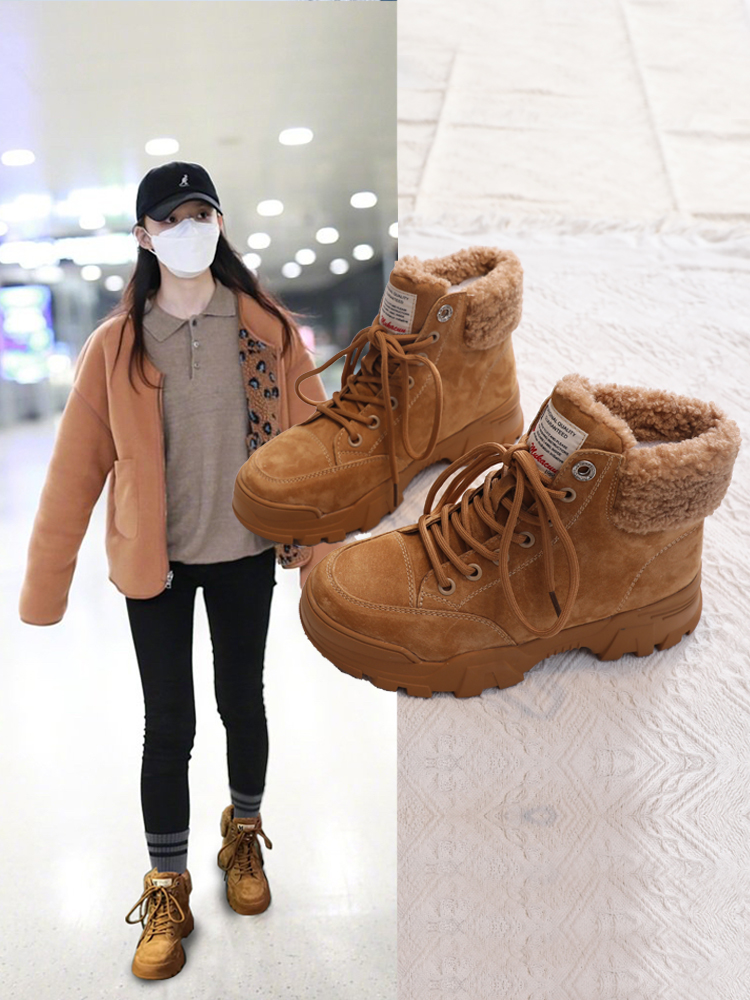 新款雪地靴女百搭保暖靴子加绒雪地鞋短靴女款鞋子马丁靴