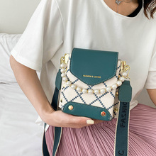 流行mini印花珍珠手提包2024高颜值时尚斜挎小方包质感通勤单肩包