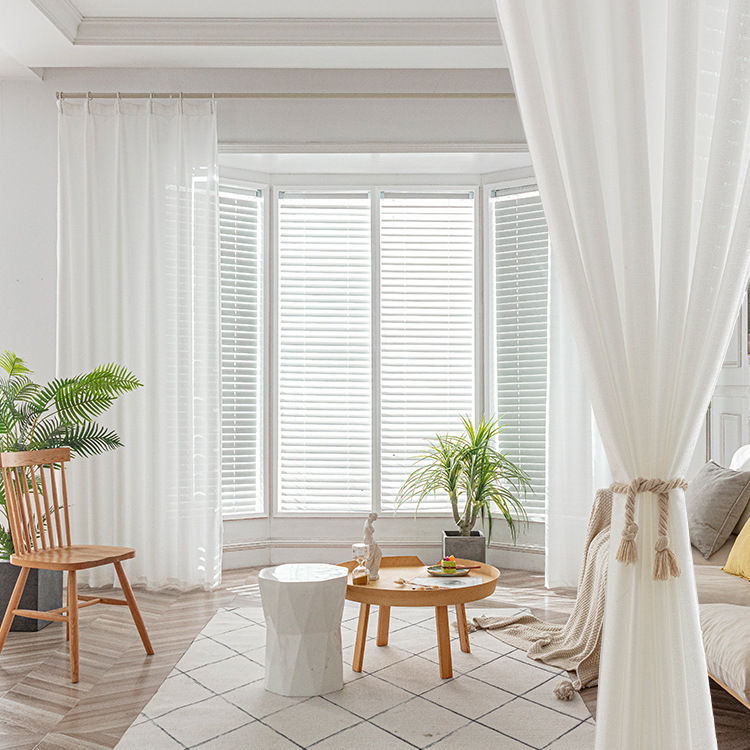 日式纱帘原木风棉麻窗帘2022新款卧室奶油色纱帘隔断成品