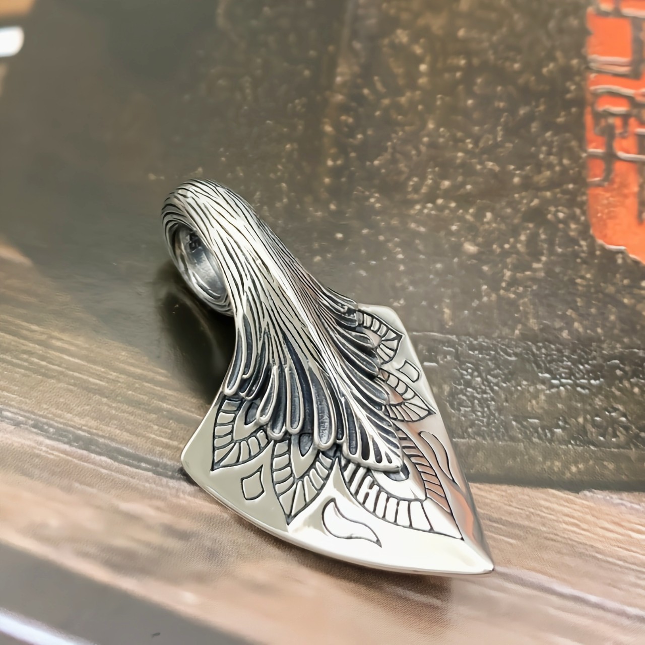 新款s925纯银欧美斧头吊坠复古嘻哈个性龙骨链条流行男士潮男配饰