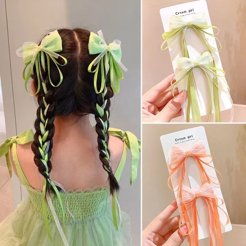 Children's Super Fairy Bow Ribbon Hairpin Baby Chinese Style Hair Knitting Headdress Girl Ancient Style Han Chinese Clothing Hairpin Hair Ornaments