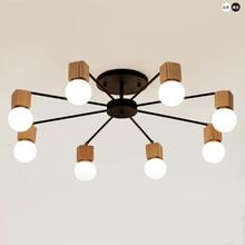 韩式创意个性实木吸顶灯北欧美式简约现代日式原木客厅餐厅卧室灯