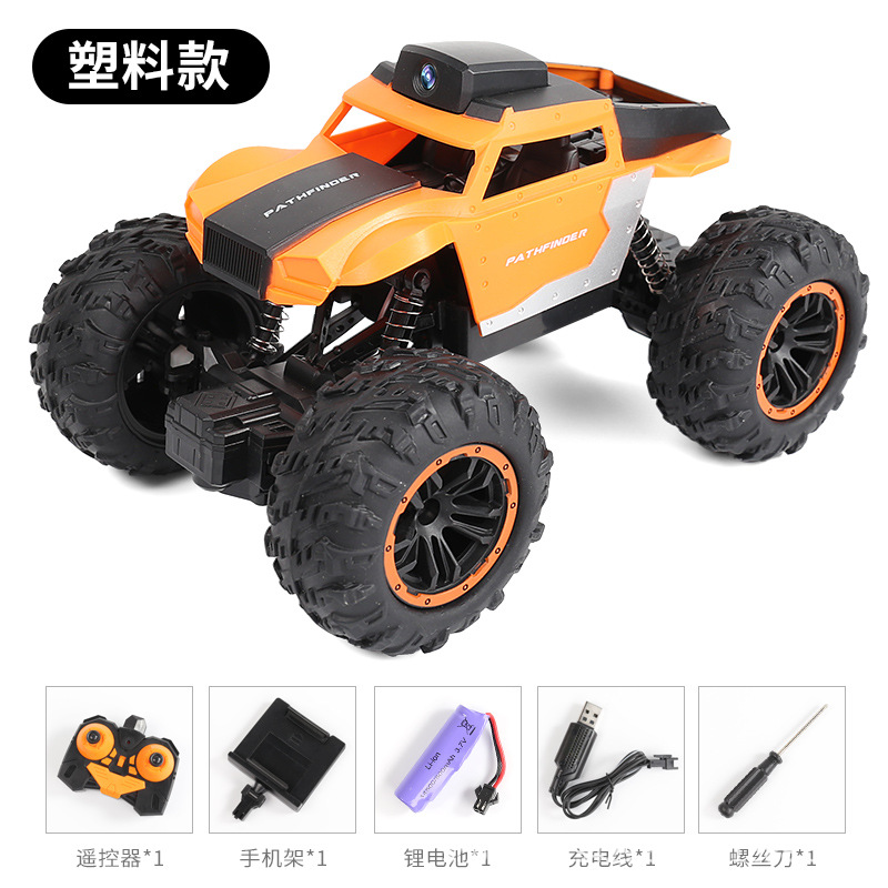 Cross-Border Hot Sale RC Remote Control Car with Camera Alloy High-Speed off-Road Rock Crawler WiFi Video Children's Toy Car