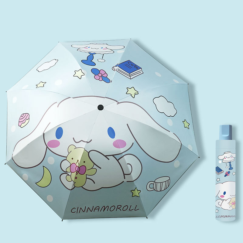 Rabbit Umbrella Cute Cartoon Printing Sun Protection Umbrella Three Fold Manual Children's Vinyl UV Protection Sun Umbrella